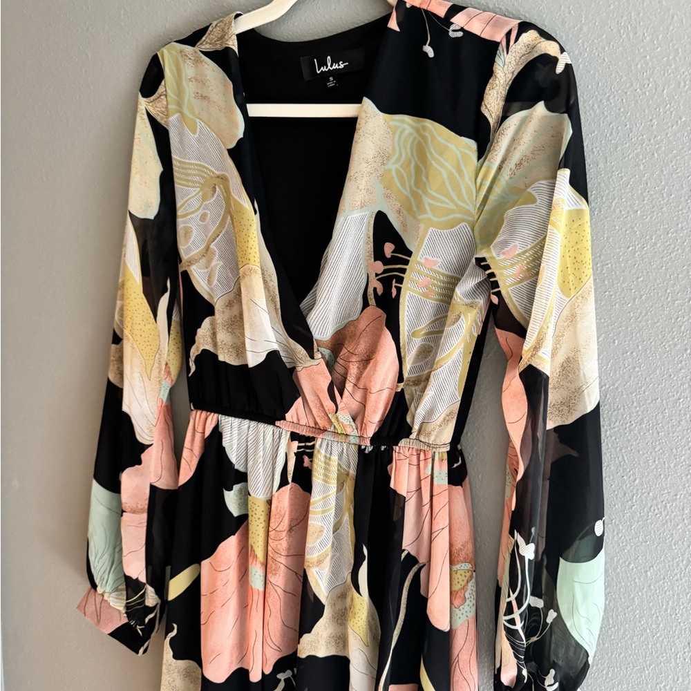 Wondrous Water Lilies Black Floral Print Maxi Dress